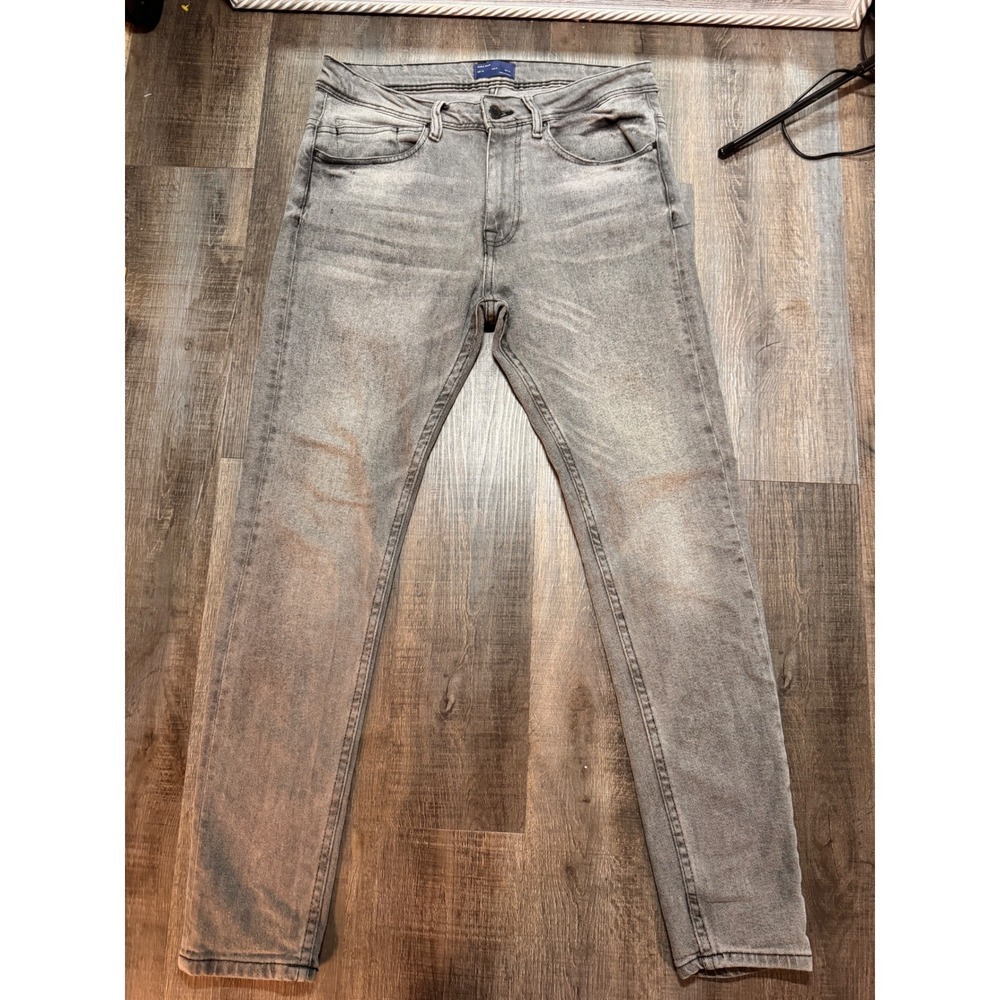 Zara Man Grey Slim Fit Denim Jeans Mens Size USA 31 Acid Wash Faded Casual